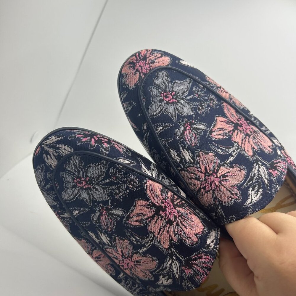 Sam Edelman Leon Moe Toe Embroidered Floral Print Blue & Pink Loafers- Size 9.5 - Picture 10 of 10
